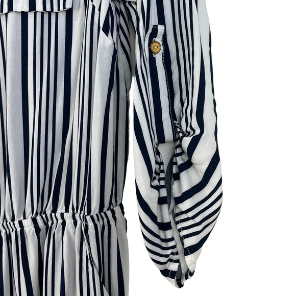 Belle TWEED QUARTER SLEEVE STRIPED SHORTS ROMPER WITH CINCHED WAIST - Picture 4 of 10